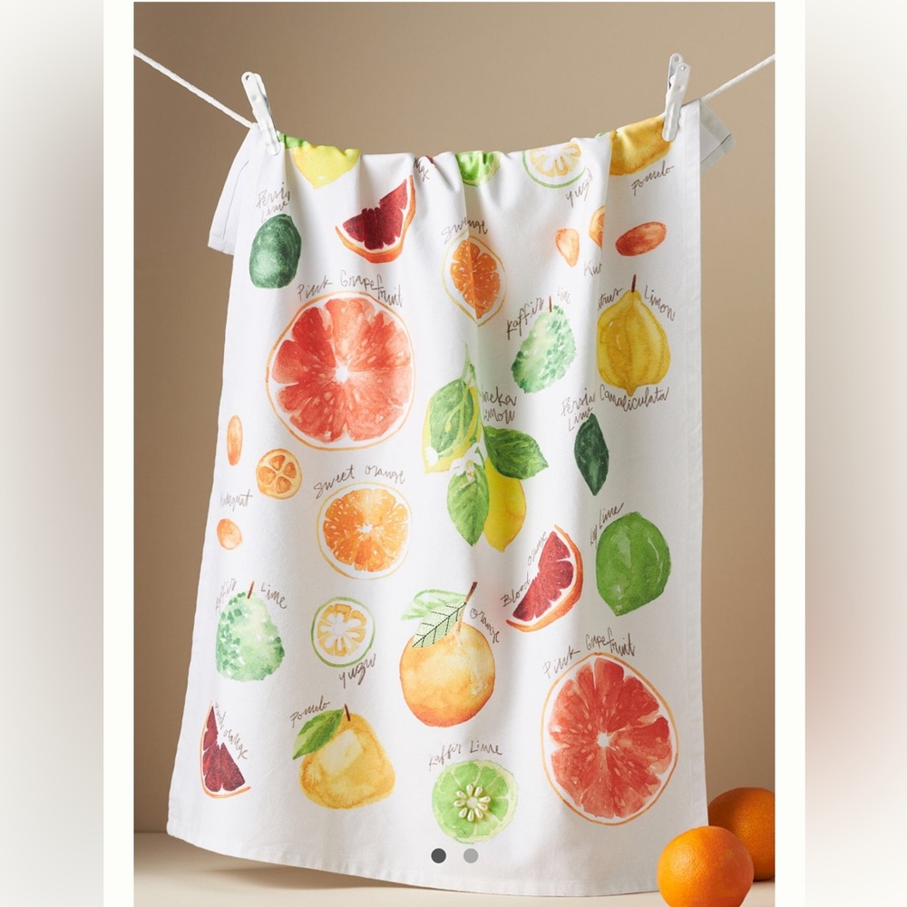 NWT Types of Citrus dish towel Fruit Print  Cotton Anthto